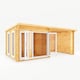 image 1 of 6 x 3 m Studio Pent Log Cabin with Patio Area, White UPVC Windows and Doors - 44 mm Timber - L333.5 x W591.1 x H249.4 cm - Brown Brown