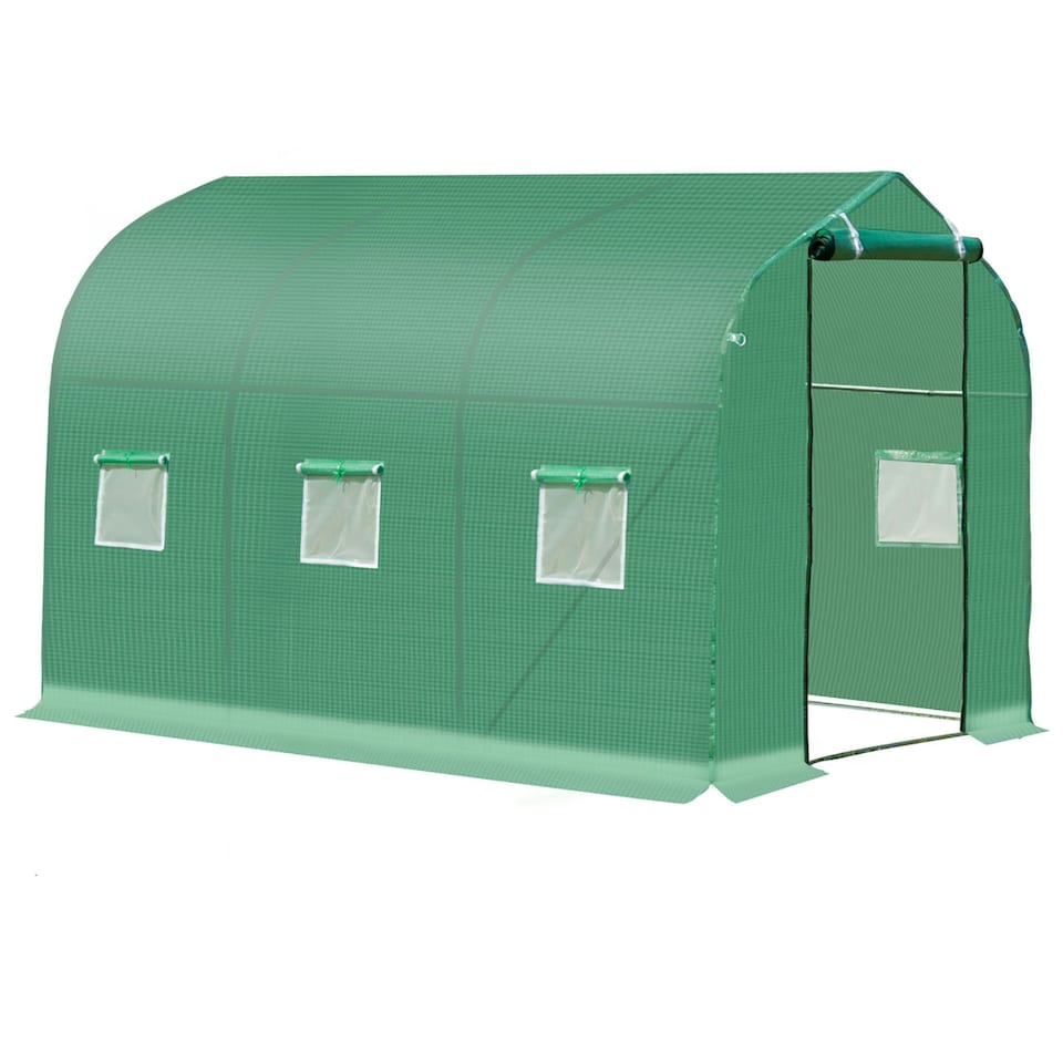 image 1 of Outsunny 3 x 2 M Walk in Polytunnel Greenhouse Galvanised Steel w/ Zipped Door