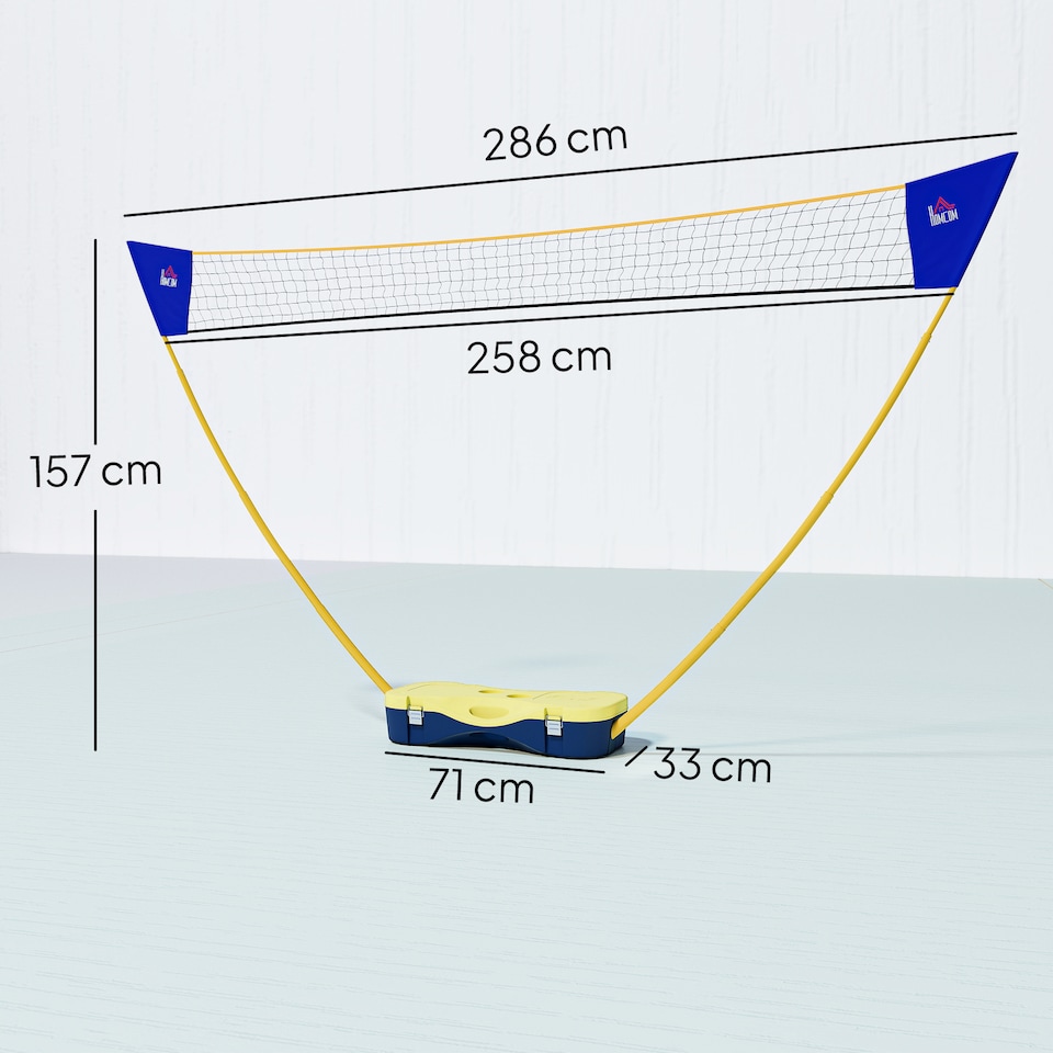 image 1 of HOMCOM Foldable Badminton Net Set with 2 Pairs of Rackets 2 Nylon Shuttlecocks