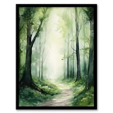 Sage Green Springtime By Kath Raymond Forest Black Framed Wall Art Print A4