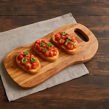 Kora Serving Board With Handle in Olive Wood Cream