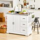 image 3 of SoBuy Extendable Kitchen Island on Wheels with Stainless Steel Worktop, White, 51.2x18.1/28.0x35.8 inches, 27.3 kg - FKW41-ST