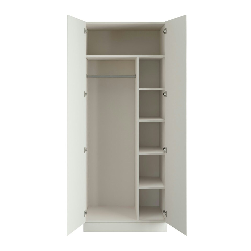 image 1 of J-Pull Handleless White Double Wardrobe with Single Rail & Shelves White