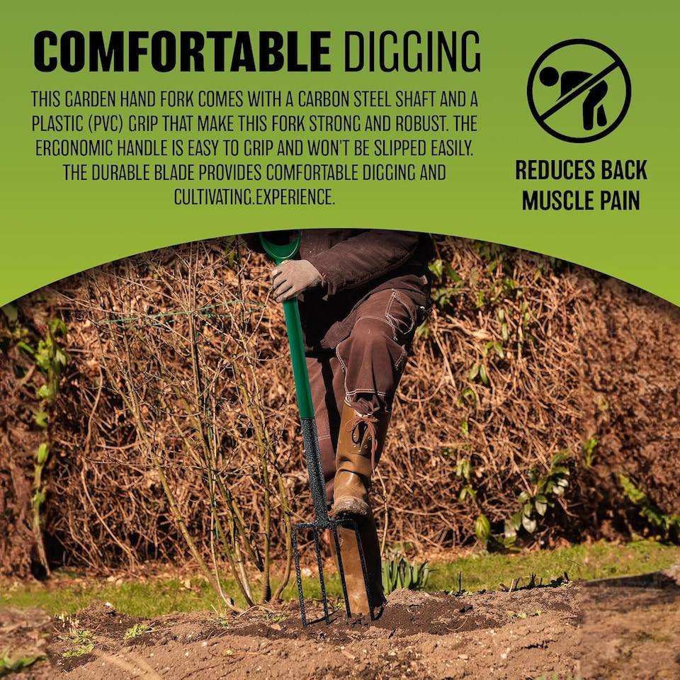 image 1 of 2pc Digging Shovel & Fork Steel Gardening Soil Spade Garden Farm Set