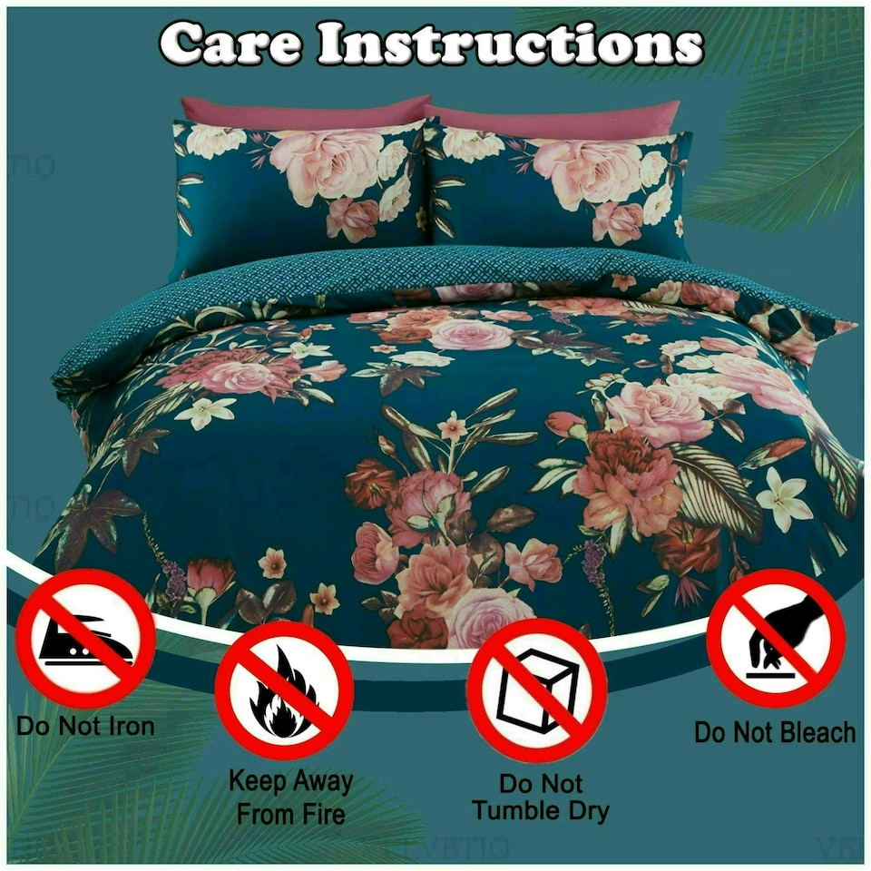 image 1 of VELVETIO Flora Printed Duvet Cover Set Reversible Polycotton Easy Care Beddings Purple | Double