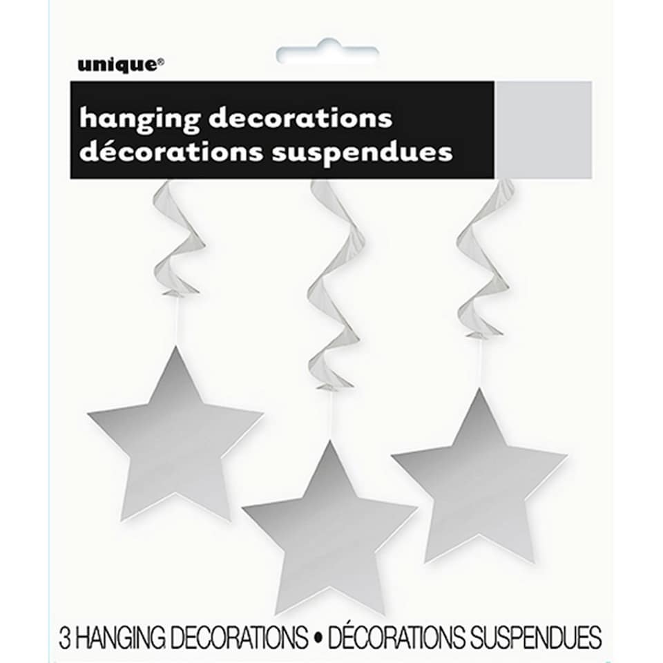 image 1 of Unique Party Star Swirls Decorations (Pack Of 3) - White - One Size