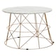 image 3 of Interiors by Premier Marble Top White Side Table, Open Design Frame Bedside Table, Round End Table for Living Room, Lounge Gold