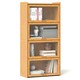 image 1 of COSTWAY 4-Tier Bookcase Bamboo Bookshelf with Doors Natural Brown