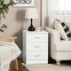 image 7 of HOMCOM Modern 3 Drawers Side Cabinet Wooden Bedside Table White