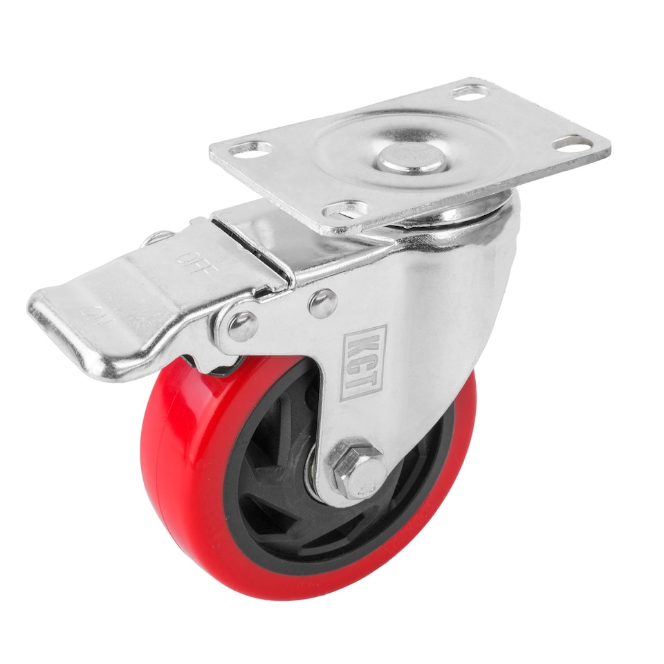image 1 of KCT Heavy Duty 100mm Castor Wheels with Brakes - 4 Pack