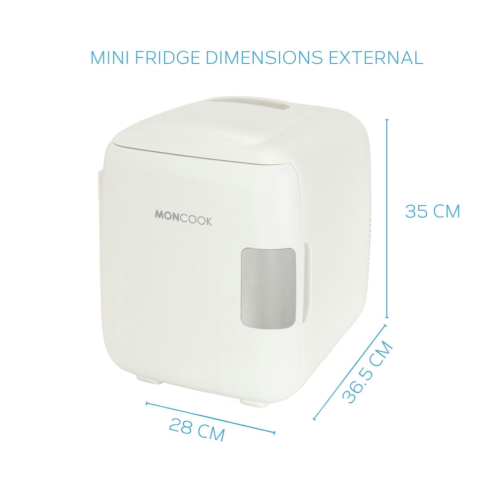 image 1 of MONCOOK Mini Fridge For Bedrooms - Small, Portable & Quiet Mini Fridges For Skincare, Medicine, Food & Drinks - Cooling & Warming Function - 14L - White Mono