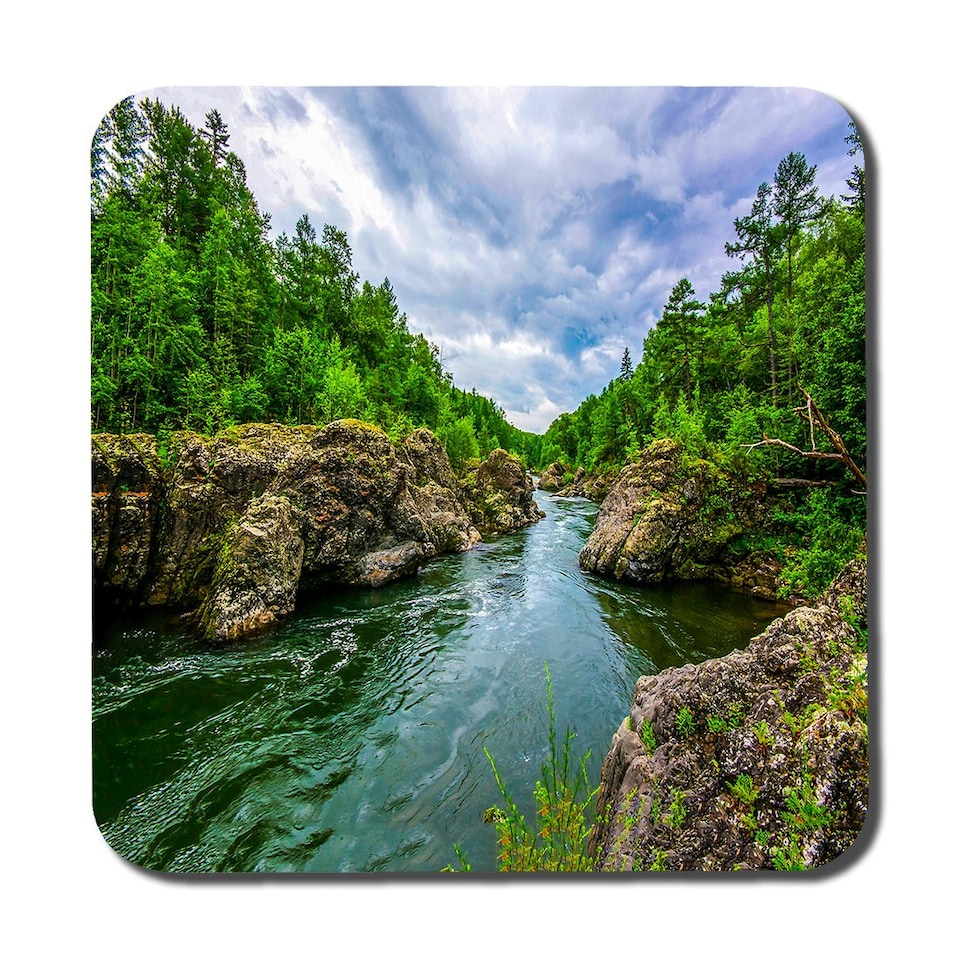 image 1 of River in mountain forest landscape (Coaster)