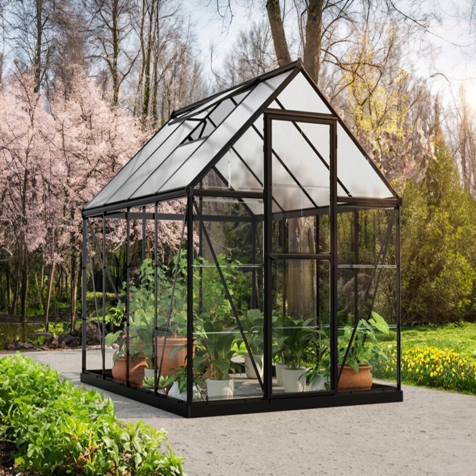 image 1 of 6 x 8 Feet Canopia Hybrid Greenhouse - Polycarbonate/Aluminium - L247 x W185 x H185 cm - Black