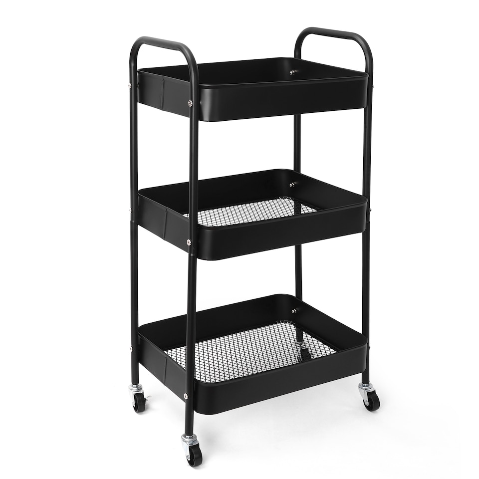 image 1 of Clarisworld 3 Tier Rolling Utility Cart, Metal Storage Trolley with Lockable Wheels & Handles, Mobile Storage Cart Organiser, Storage Rack for Kitchen, Bathroom, Bedroom, Office & Laundry Room
