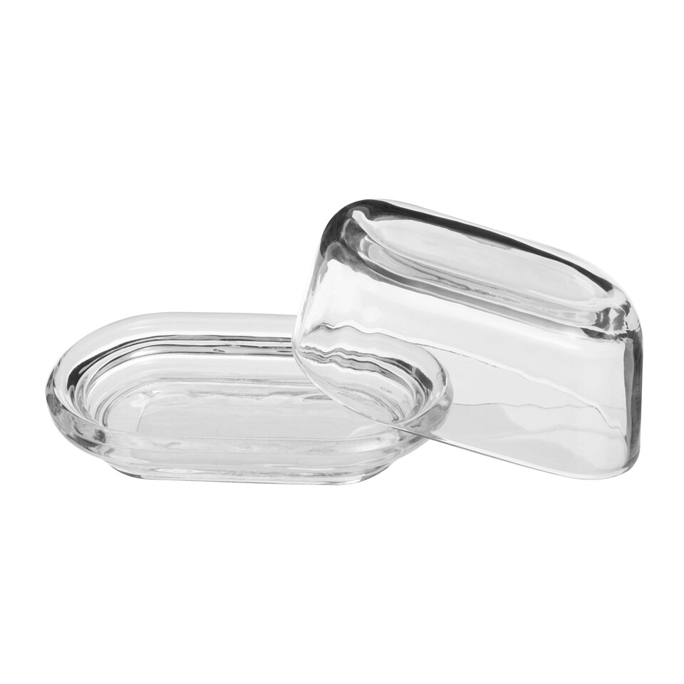 image 1 of Interiors By Premier Elegant Clear Glass Butter Dish, Oval Butter Plate For Kitchen, Versatile Butter Tray For Dining Table Clear