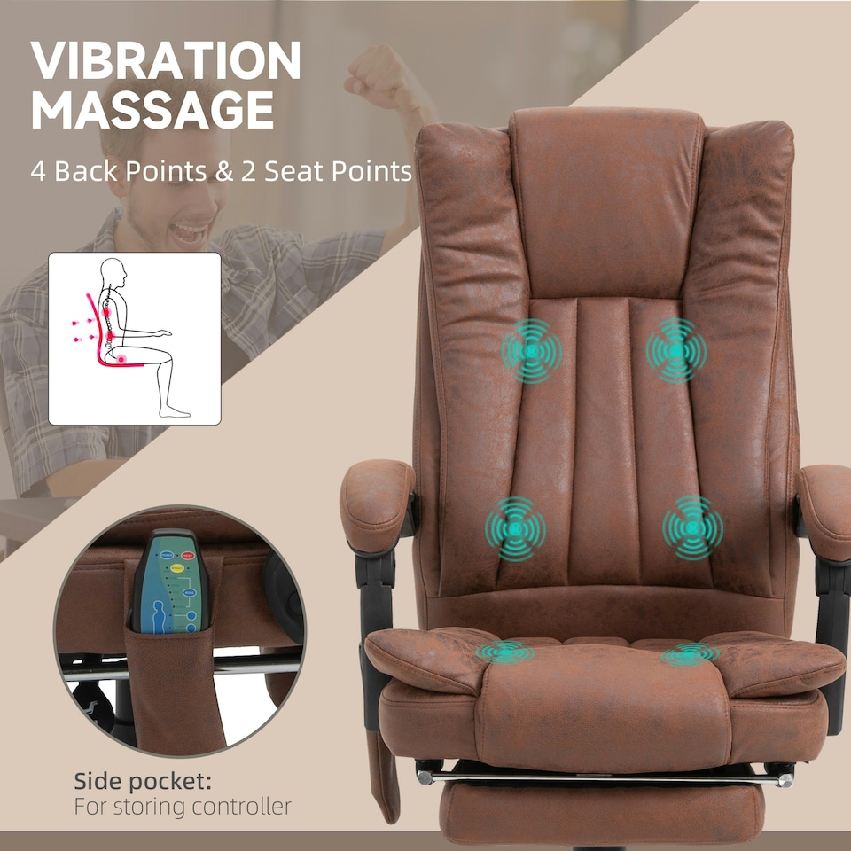 image 1 of Vinsetto High Back Office Chair with Vibration Massage and Heat, Brown