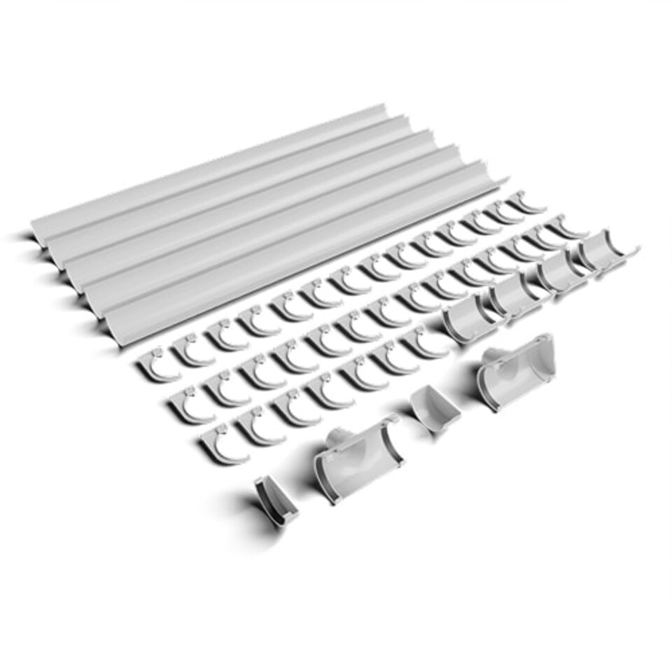 image 1 of FloPlast 20m 170mm XtraFlo Industrial Half-Round Gutter Kit - Stopend Outlet - White