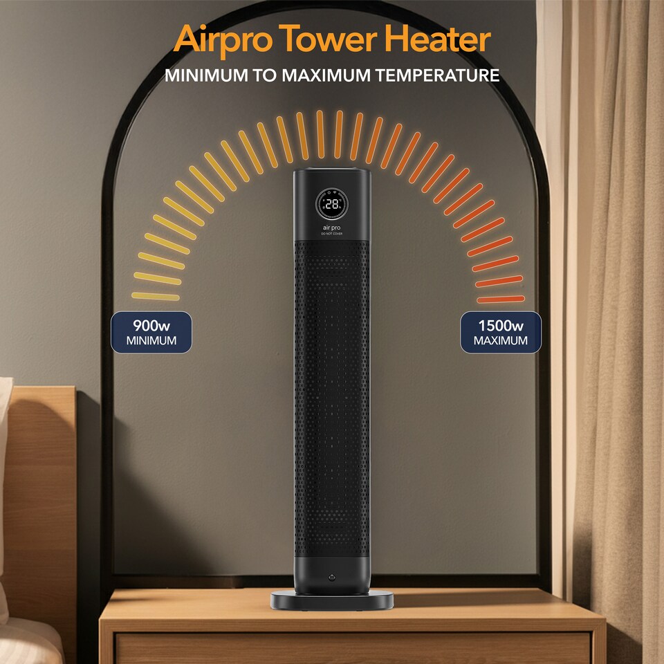 image 1 of Air Pro SmartVoice Hands Free 34 Inch Tower Fan Heater 2 Heat Settings