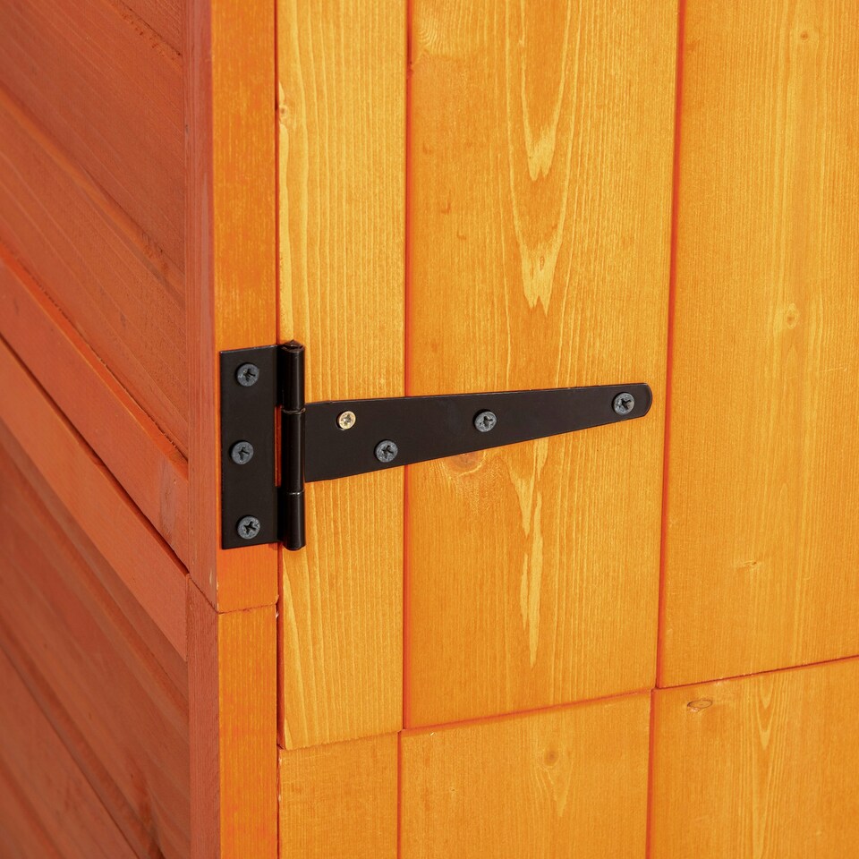 image 1 of Outsunny Wooden Garden Shed Outdoor Shelves Utility Tool Storage Cabinet Orange