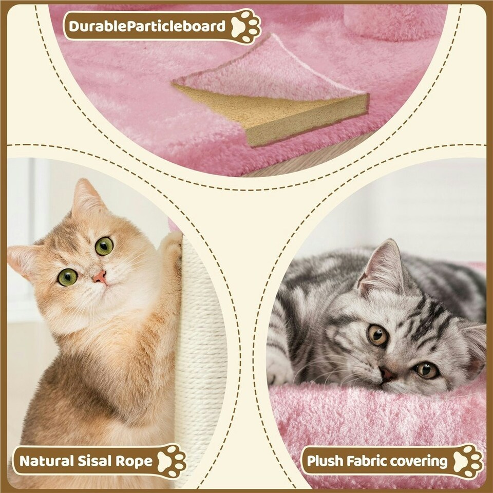 image 1 of Yaheetech 59 cm 2-Level Cat Tree with Condo Pink