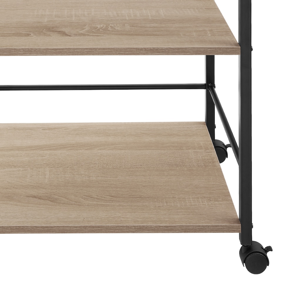 image 1 of Drinks Trolley Worcester - 3 shelves and removable tray, 4 swivel castors with parking brake | Brown | industrial wood light, oak Sonoma | 65 x 41,50 x 87 cm | 1