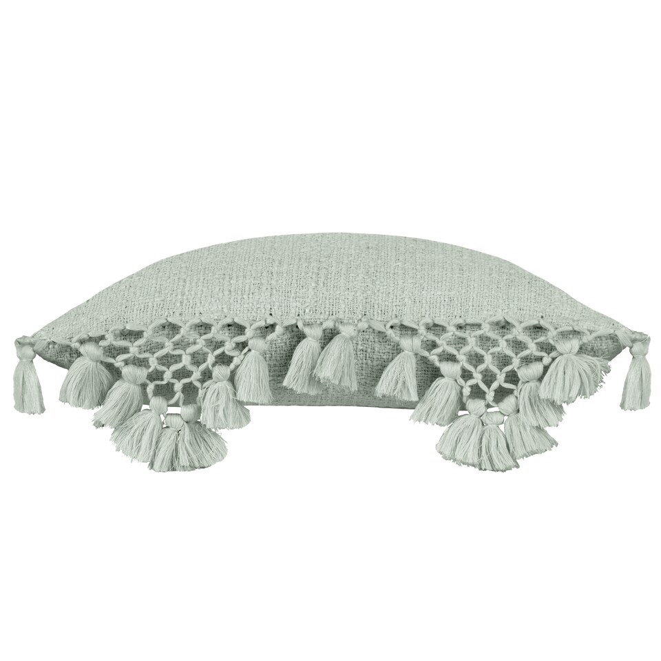 image 1 of Yard Anko Macramé Tassel Cushion, Eucalyptus, 45 x 45cm