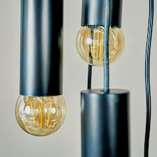 ValueLights Quintus Matte Black Pendant Light and E27 GLS LED 4W Warm White 2700K Bulb | Black