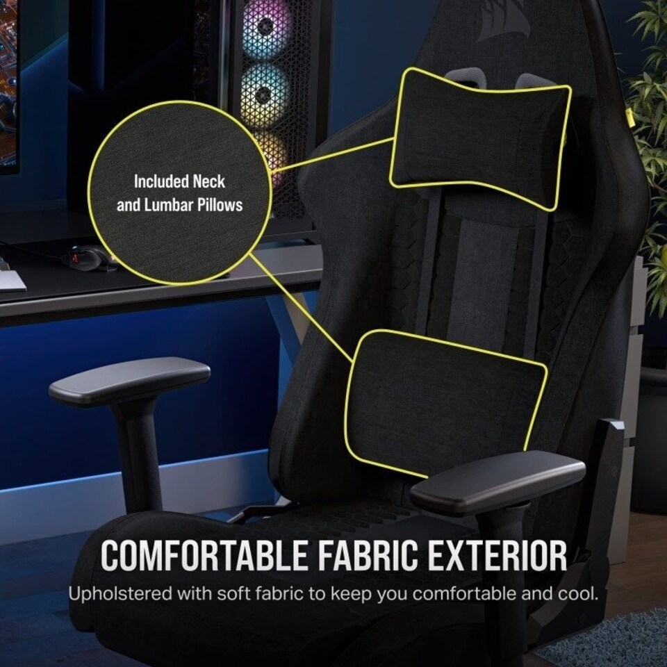 image 1 of Corsair TC100 Relaxed Gaming Chair - Grey & Black