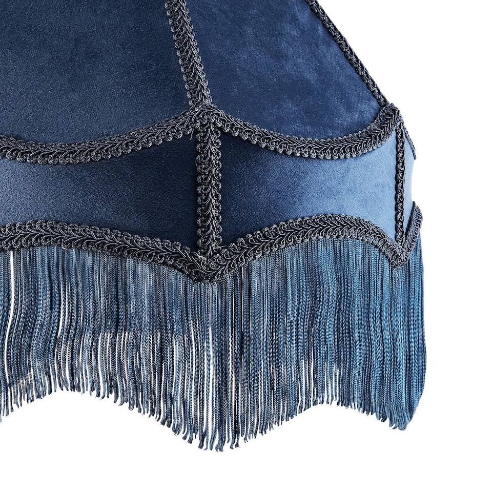 image 1 of Traditional Victorian Empire 40cm Lamp Shade in Navy Midnight Blue with Tassels | Blue | Midnight Blue | 1