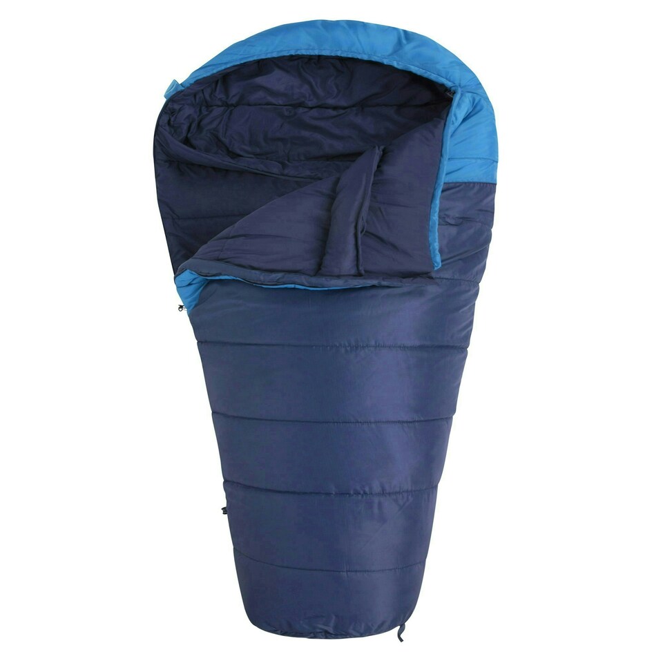 image 1 of Mountain Warehouse Summit 300 Square Sleeping Bag Insulated Two Way Zip Camp Bed Right Handed Zip - Long length (215cm) Blue | Cobalt