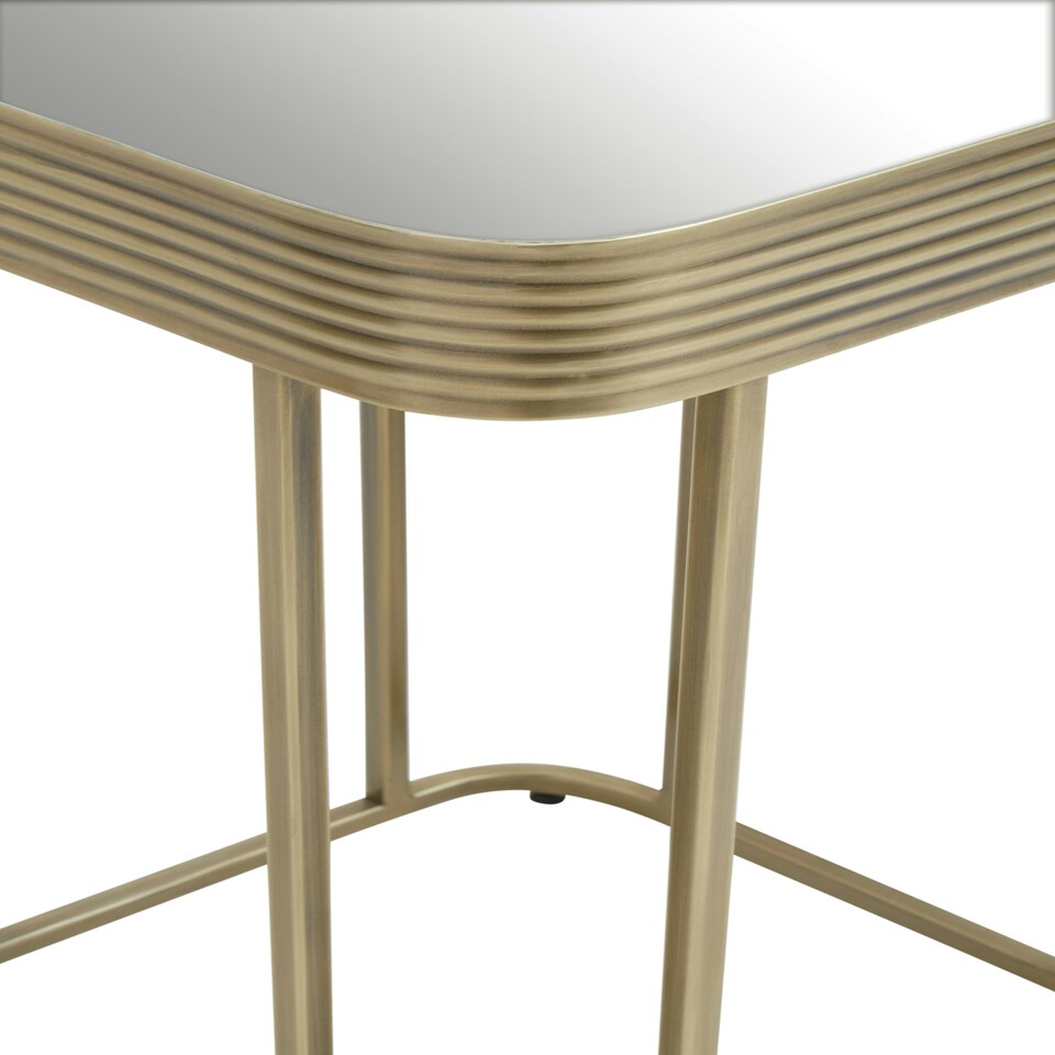 image 1 of Interiors by Premier Mirrored Top Side Table With Gold Polished Frame Green