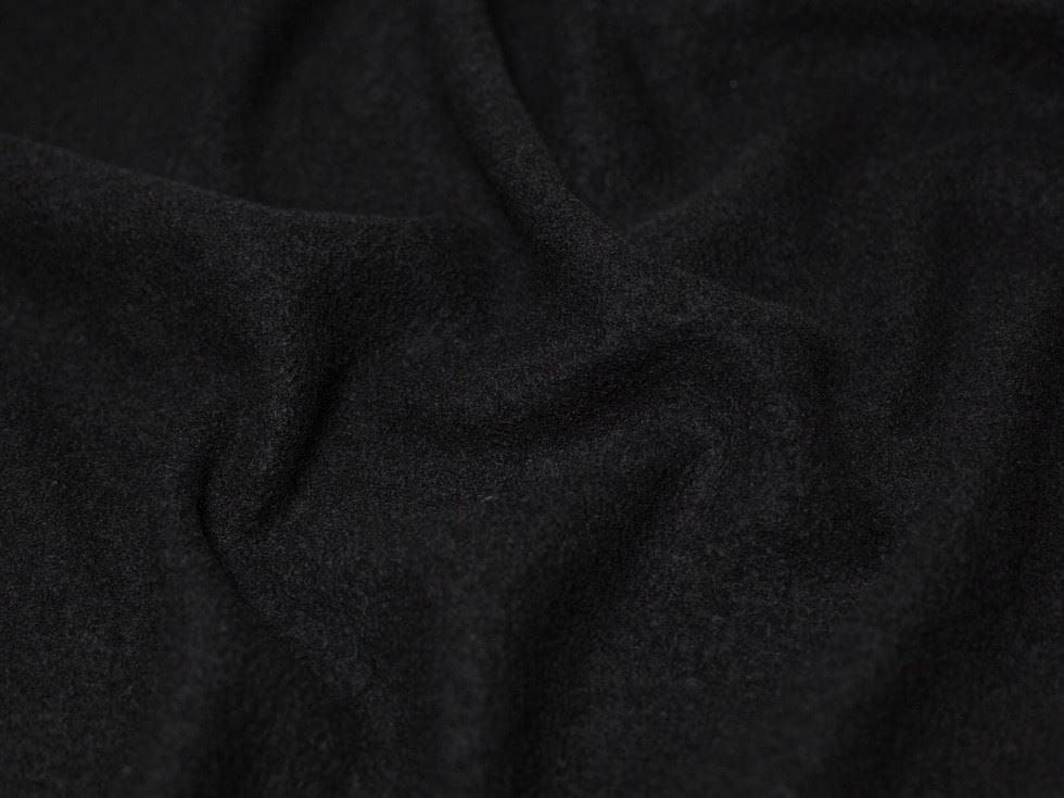 Minerva Core Range Black 100% Pure Boiled Wool Coating Fabric for Dressmaking, 140cm / 55" Wide - per metre