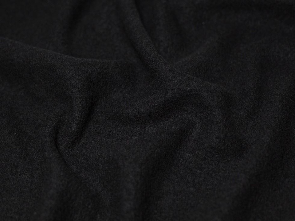 Minerva Core Range Black 100% Pure Boiled Wool Coating Fabric for Dressmaking, 140cm / 55" Wide - per metre