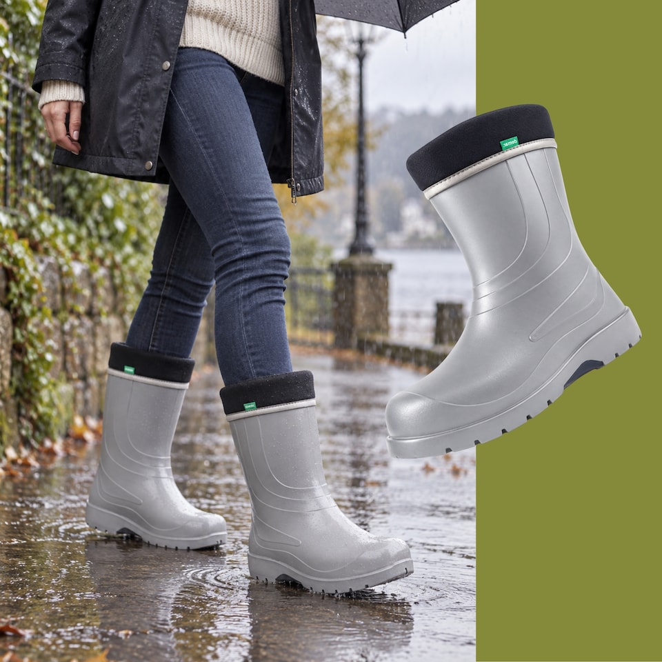 image 1 of Laura Waterproof Women's EVA Wellies with a removable warming liner Silver EU39