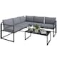 image 1 of Outsunny 3 Piece L Shaped Garden Furniture Set with Cushions, Garden Corner Sofa Set with 3-Seater Sofa, Loveseat and Tempered Glass Top Table for Outdoor, Grey