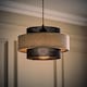 image 3 of ValueLights Weaver Pair Ceiling Pendant Light Shades Black and Grey Herringbone and Bulbs