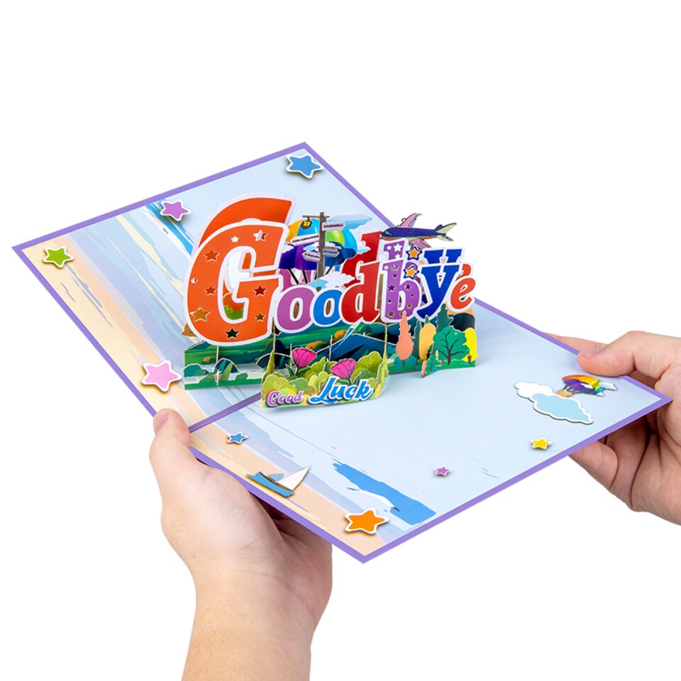 image 1 of A Vibrant Goodbye & Good Luck 3D Pop Up Happy Farewell Card