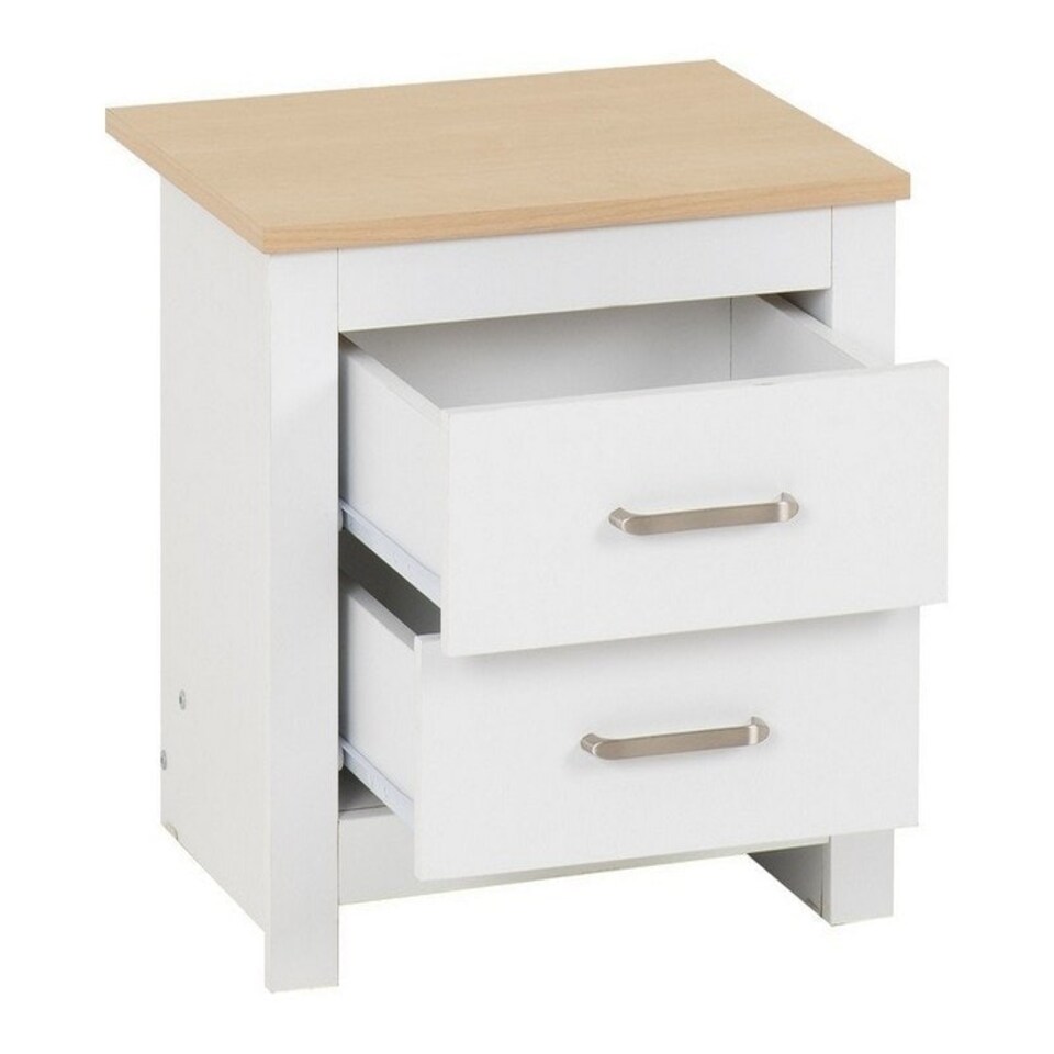 image 1 of Portland 2 Drawer Bedside - L40 x W50 x H46 cm - White/Oak Effect
