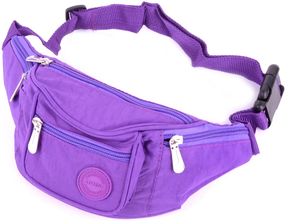 image 1 of Lorenz Womens Crinkled Nylon Bum Bag / Waist Bag / Money Holder (Taupe) | Purple | Purple