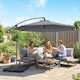 image 2 of Outsunny 3(m) Banana Parasol Cantilever Umbrella Garden w/ Base Weights | Grey | Dark Grey | 295 x 295 x 250 cm