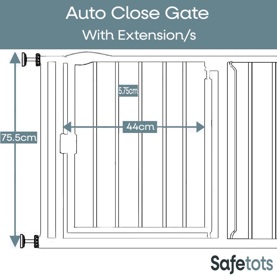 image 1 of Bettacare Auto Close Stair Gate, 147cm - 154cm, Slate Grey, Pressure Fit Safety Gate, Baby Gate | Grey