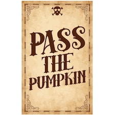 Pass The Pumpkin Skull Halloween PVC Party Sign Decoration 25cm x 41cm
