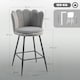 image 7 of HOMCOM Set of 2 Barstools with Petal Backrest for Kitchen Island Grey Grey