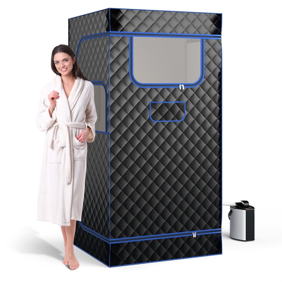 image 1 of COSTWAY Portable Steam Sauna Home Full Body Sauna Box w/3L Steam Generator
