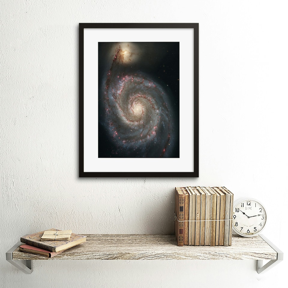 image 1 of NASA Space Photo Hubble Whirlpool Galaxy M51 12x16" Framed Wall Art Print