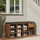 image 1 of 10 Compartment Shoe Storage Bench Industrial Rustic Brown Brown