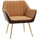 image 1 of HOMCOM Accent Chairs Velvet Armchairs for Living Room and Bedroom Light Brown