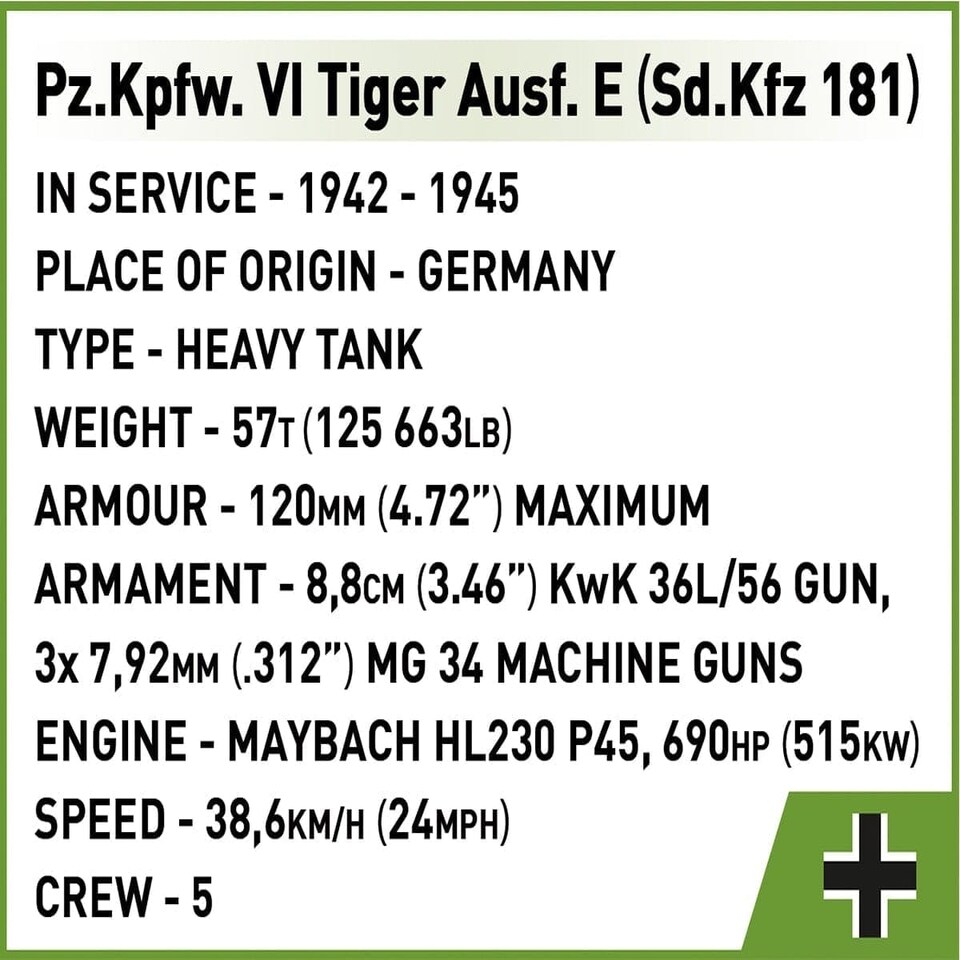 image 1 of PzKpfw VI Tiger Ausf. E brick tank model - COBI 3124 - 862 bricks