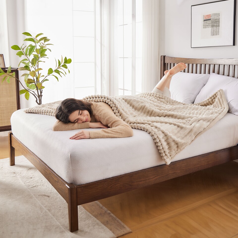 image 1 of Neo Electric Blanket Heated Fleece Overblanket Throw Machine Washable Remote Timer Control Heat Settings