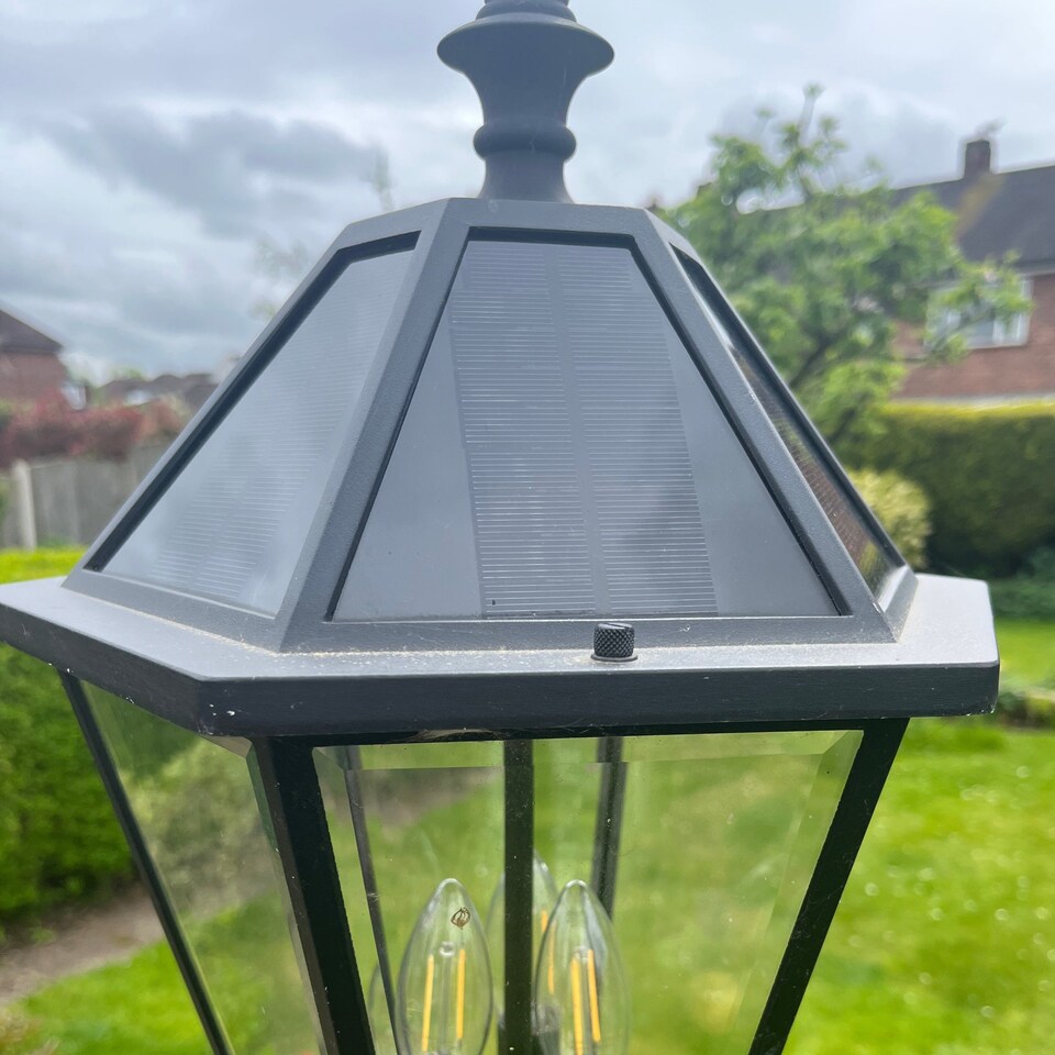 image 1 of CGC LONDON 2.3 Metre Extra-Tall Black Victorian Solar LED Post Light | Black | Black | Height: 227 cm, Width: 26.1 cm, Depth: 31 cm